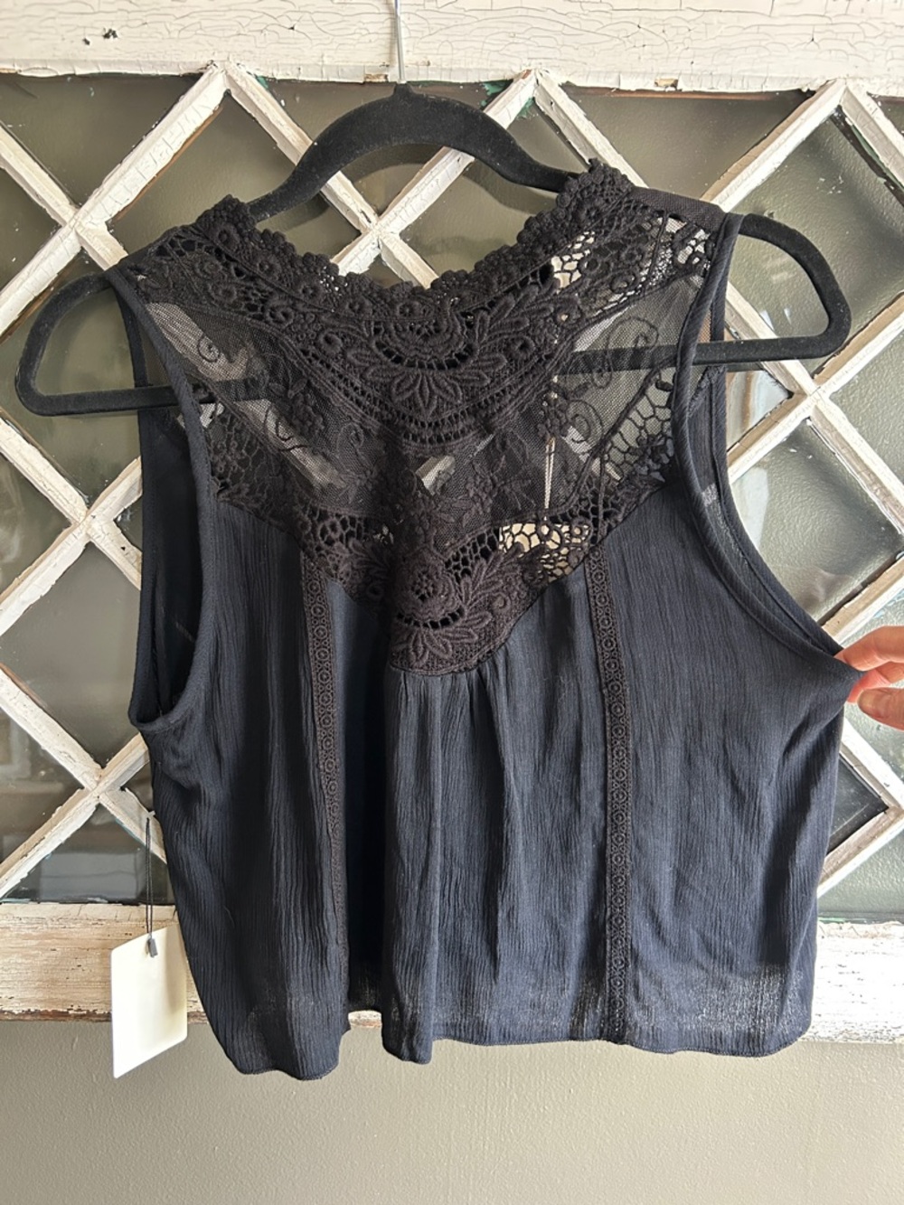 Joyfolie Delfina Black Lace Top
